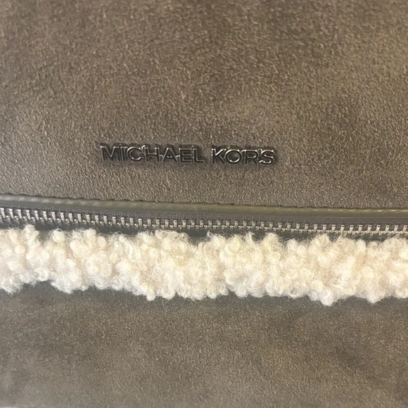 Michael Kors Olive Shearling-Trim Backpack - Picture 3 of 6